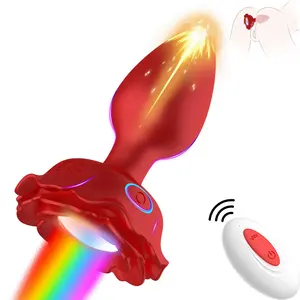 Hot Sales Rose Anal Plug Vibrator Wholesale Remote Control Vibrating Butt Plug with 10 Vibrations Light Up Anal Toys