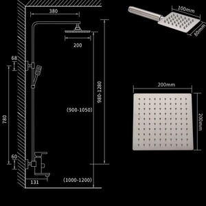 Ensemble de douche à effet pluie <span class=keywords><strong>mural</strong></span> en acier inoxydable 304 <span class=keywords><strong>avec</strong></span> <span class=keywords><strong>robinet</strong></span> de style pluie pour baignoire en laiton brossé - Product Image 6