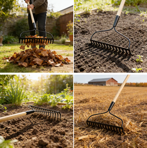 Râteau de jardin ergonomique à long manche, léger mais robuste, à 14 dents, pour un nettoyage de jardin sans douleur, entretien efficace des pelouses et des terres agricoles - Product Image 4
