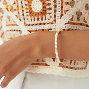 14K <strong>Gold</strong> Natural Diamond Ribbed <strong>Bangle</strong> Bracelet Fashion Fine Textured <strong>Solid</strong> <strong>Gold</strong> <strong>Bangle</strong> for Women - Product Image 5