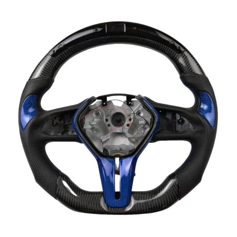 Carbon+Perforated Leather+LED+Blue Stitching