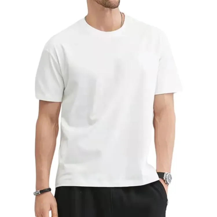 Grosir kaus kaus produsen pakaian kaus Fit 100% katun untuk pria t-shirt rajutan Formal lengan pendek kustom