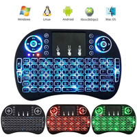 Mini Teclado Inalámbrico I8 con Retroiluminación de 7 Colores, 2.4ghz, Inglés/Ruso, 3 Colores, Air Mouse con Panel Táctil, Control Remoto para Android TV Box