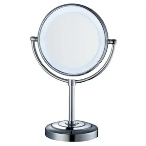 Beelee M3028TF Double Side 5X Magnifier Makeup Table Mirror with LED Lighted For Hotel Bathroom