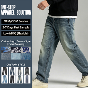 <span class=keywords><strong>Jeans</strong></span> da <span class=keywords><strong>Uomo</strong></span> Vintage a Gamba Dritta, Casual, Lavaggio Intenso, <span class=keywords><strong>Vita</strong></span> Media, in Denim Lavorato a Maglia per Decorazione - Product Image 1
