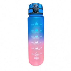 Gradient Large Capacity Sports Water Bottle With Time Markers And Strap For Outdoor Use - Product Image 2