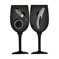 Kit d'accessoires portables 5 pièces en acier inoxydable pour ouvre-bouteille de vin avec tire-bouchon et autocollants pour boissons - 3 en 1 pour usage en restaurant