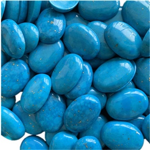 Natural cabujón turquesa forma de huevo azul pulido y suave de piedras preciosas - Product Image 6