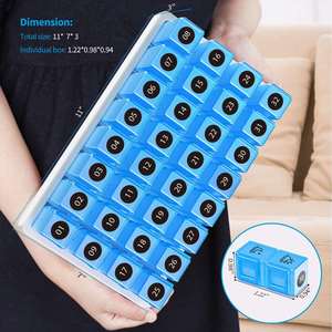 Pastillero Mensual Azul de Gran Capacidad, 2 Tomas Diarias, Estuche para Pastillas de 30 Días con 31 Compartimentos Extraíbles AM/PM - Product Image 2