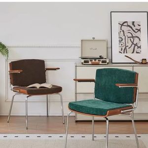 Silla de Salón de Estilo Nórdico, Tapizada en Terciopelo Verde, con Marco de Metal y Reposabrazos, Silla Moderna para Oficina en Casa - Product Image 2