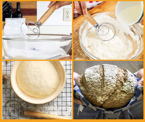 사용자 정의 덴마크 반죽 거품기 스테인레스 스틸 반죽 거품기 네덜란드 스타일 빵 반죽 손 믹서 긴 나무 손잡이 네덜란드 스타일 털 - Product Image 6