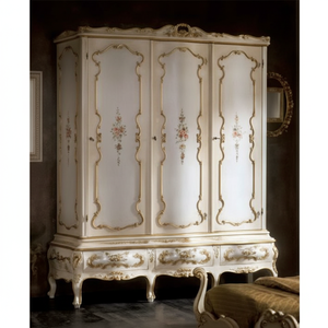 Armadio Guardaroba Barocco a 3 Ante in Legno con Porte in Vetro e Funzione Pieghevole per Casa Camera da Letto Appartamento e Laboratorio - Product Image 1