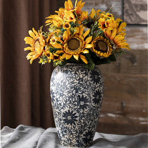 Jingdezhen Rétro Rustique Vase En Céramique Style Moderne Nouveau Pot De Poterie Chinoise pour Salon Arrangement De Fleurs Entrée Porcelaine - Product Image 3