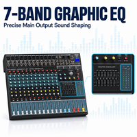 Console de mixage audio 12 canaux EMX12-USB avec 99 effets DSP, égaliseur 7 bandes, USB, Bluetooth et alimentation fantôme 48V pour studio, scène et diffusion en direct
