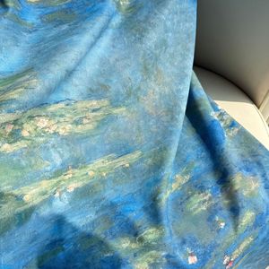Ha Water Lily Print Linen Fabric Digital Printing 100% Linen For Women's Wear <b>Dresses</b> Shirts Trousers Curtains - Product Image 1