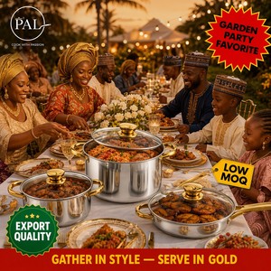 PAL 12-Piece Stainless Steel Cookware Set Gold/Silver Handles Black <strong>Knob</strong> Ceramic Non-Stick Coating Glass Cover Multi-Size - Product Image 5