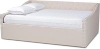 Lit de jour rembourré Queen Beige Cadre de lit de jour Canapé-lit