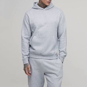 Ensemble de survêtement deux pièces pour homme, gris chiné, 100% coton, imprimé, streetwear, coupe slim, essentiel, personnalisé, avec sweat à capuche et pantalon de jogging - Product Image 3