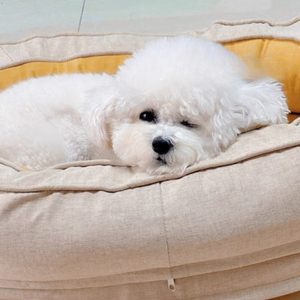 Eco-Friendly All-Season Summer Portable Dog Cat Calming Soft Cozy Couch <b>Bed</b> with Removable Layers Breathable Cotton-Linen Fabric - Product Image 5