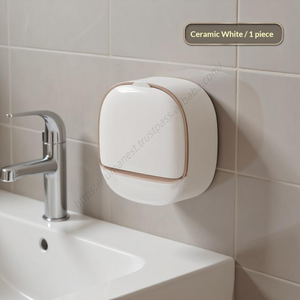 กล่องใส่สบู่ติดผนังสำหรับห้องน้ำแบบขายส่ง วัสดุ ABS พร้อมฝาปิด กันน้ำ สำหรับเก็บจานชาม อุปกรณ์จัดระเบียบสำหรับเดินทาง - Product Image 1