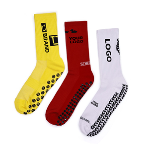 Fußballsocken mit individuellem Muster und Logo, weiße, atmungsaktive, gestrickte Baumwollsocken, Sportsocken mit rutschfestem Silikon-Grip für Herren - Product Image 3