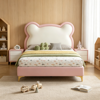 Nouveau design de lit pour enfants, lit moderne en forme d'ours mignon, matelas en cuir souple, ensemble de chambre à coucher populaire pour enfants