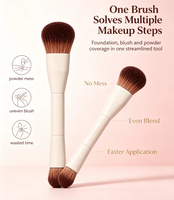 Pinceau de maquillage double embout avec poils synthétiques de qualité supérieure et étui de voyage pour le mélange de fond de teint