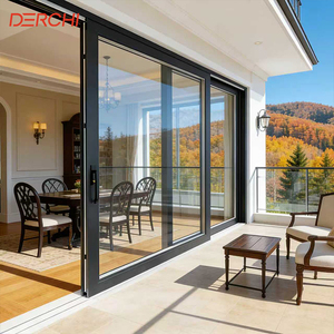 Portes coulissantes en aluminium à rupture de pont thermique DERCHI NFRC, résistantes aux ouragans, pour patio extérieur, avec 4 rails et grandes baies vitrées pour balcon. - Product Image 3