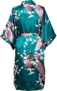 Satin Silk Women Wedding <strong>Bridemaid</strong> <strong>Robe</strong> Sexy Crane Print Bathrobe Short Long Kimono Night Gown <strong>Robe</strong> Fashion Dressing Gown Female - Product Image 2