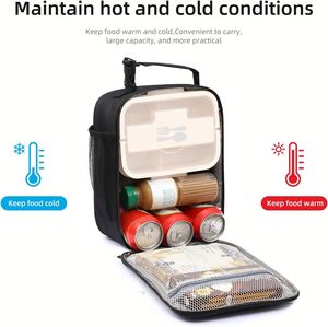 <b>Insulated</b> Aluminum Foil Eco-Friendly <b>Lunch</b> <b>Box</b> Bag for Men/Women Foldable Waterproof Cooler Zipper Closure Geometric Pattern - Product Image 5