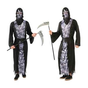 Scary Cos Ghost Fancy Dress Fiesta <span class=keywords><strong>de</strong></span> Halloween Horror Hombres Cuerda negra Cosplay Grim Reaper Disfraz - Product Image 1