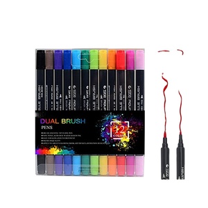 12 Colori Belle liner <span class=keywords><strong>Pennello</strong></span> <span class=keywords><strong>Punta</strong></span> <span class=keywords><strong>Doppia</strong></span> Penne Colorate Set Doppio Tip Brush Pens Art Markers - Product Image 1
