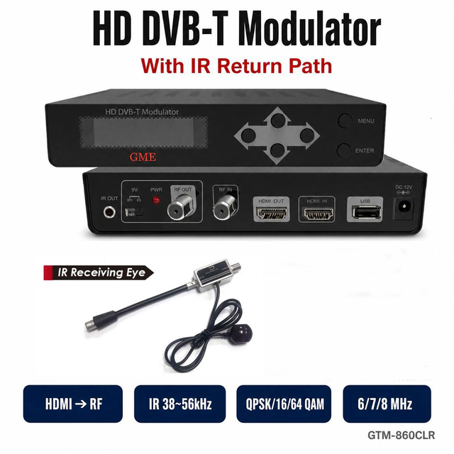 Hotel TV System 1CH DVB-T Modulator with IR Return Path for Apartment SMATV Headend Remote Control Extension