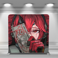 Housse de coussin et toile de fond en tissu portable avec logo personnalisé 8x8 FT, toile tendue pour utilisation publicitaire en intérieur