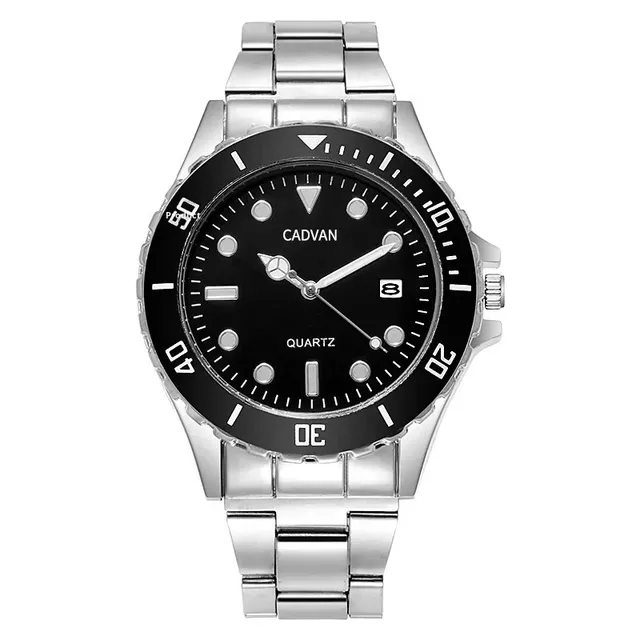 High-End Men's QUARTZ Watch Waterproof Business Style Digital Wristwatch Single Calendar Stainless Steel Band Alloy Case