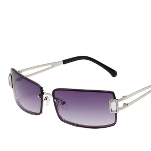 Gafas de sol rectangulares con montura completa, lentes moradas degradadas, 100% protección UV, protección solar unisex para adultos - Product Image 1