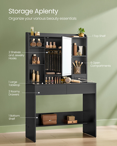 <span class=keywords><strong>VASAGLE</strong></span> table de maquillage avec miroir à <span class=keywords><strong>led</strong></span> noir <span class=keywords><strong>coiffeuse</strong></span> multifonctionnelle avec prise maquillage vanité avec lumière - Product Image 4