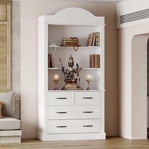 Mueble de Altar con 4 Cajones y 3 Estantes, Mesa de Altar Alta para Templo en Casa con Soporte Abierto para Santuario - Product Image 1