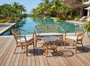 Juego de Mesa de Centro y Silla de Ratán Hechas a Mano FLADEO, Diseño Modular de Madera Moderna y Duradera, Muebles para Sala de Estar y Apartamento, Gran Venta - Product Image 3