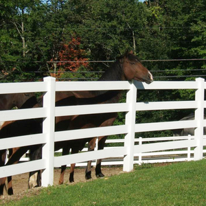 Panneaux de clôture pour chevaux en PVC, finition grain de bois <span class=keywords><strong>blanc</strong></span> et brun, 2, 3 ou 4 rails, pour fermes et ranchs, <span class=keywords><strong>prix</strong></span> abordables - Product Image 6
