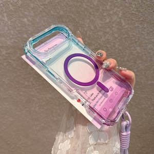 Funda Magnética 3 en 1 Transparente de PC y TPU con Degradado de Color para iPhone 13 14 15 16 17 Pro Max, Diseño de Tres Capas con Correa - Product Image 4