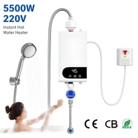 Calentador de Agua Eléctrico Instantáneo de Plástico 110V/220V con Pantalla Digital LED, Control Táctil y Elemento Calefactor de Acero Inoxidable para Exteriores y Hoteles