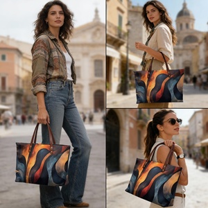 Bolso de Mano de <span class=keywords><strong>Mujer</strong></span> de Alta Calidad con Estampado de Artes Africanas Personalizadas para Uso Diario y Viajes, Bolso de Lujo de Gran Capacidad con Cierre de Cremallera - Product Image 3