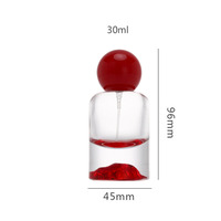 Flacon en verre luxueux vide de 30 ml, 50 ml, 100 ml, avec base en forme de montagne unique et bouchon rond rouge et doré pour l'emballage de parfums