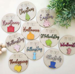 Accessoires photo, disques cadeaux personnalisés, marqueurs de développement 3D pour bébé, panneau 'Bonjour le monde' - Product Image 1