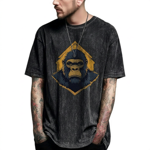 เสื้อยืดคอตตอน 100% คุณภาพสูง หนัก 260 กรัม สไตล์วินเทจ ล้างสีแบบแอซิดวอช สกรีนโลโก้ตามสั่ง ทรงโอเวอร์ไซส์ สตรีทแวร์ ลายกราฟิก - Product Image 1