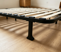 Lit moderne en bois robuste avec base renforcée, taille Queen/King, support de matelas silencieux, aucun sommier tapissier nécessaire