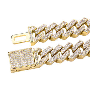 Chaîne cubaine Hip-Hop européenne et américaine de 14 mm avec rivets en forme de balle, collier pour homme entièrement serti de zircone, style Hip-Hop Punk - Product Image 4