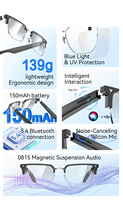 Gafas Inteligentes V2, Modernas, de Media Montura, con Asistente de Voz IA, Control Táctil para Llamadas y Música, Gafas Inteligentes