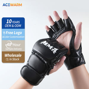 Guantes de Boxeo Profesionales de Cuero de Grano Completo con Cierre de Gancho y Bucle, Medios Dedos, para Muay Thai, Kickboxing, Artes Marciales y Boxeo - Product Image 1